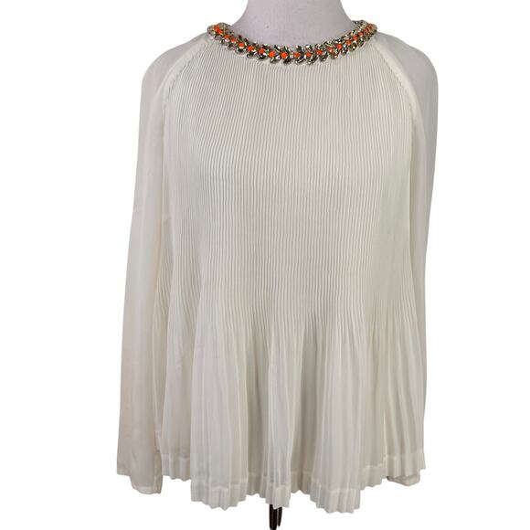 Ted Baker Lovina Bejeweled Accordion Pleated Top Size 2 - Picture 1 of 12